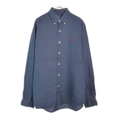 Ralph Lauren ネイビー ブルー 長袖シャツ リネン 麻100% - メルカリ