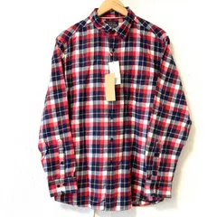 新品タグ付き！ビッグサイズ！ XL！(^w^)b UNIQLO オールドユニクロ オーセンティック フランネル チェック 長袖 シャツ ネルシャツ ヴィンテージ アメカジ ストリート 332-055165 レッド×ネイビー メンズ