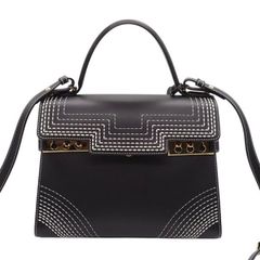 使用少/入手困難/限定モデル　Delvaux　デルヴォー　タンペートMM　2021年秋冬限定　ODE TO THE ROAD Fade Away　2way　ハンドバッグ　ショルダーバッグ　ブラック　ボックスカーフ　デルボー　ステッチ　保存袋/ミラー付4688