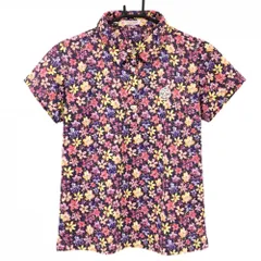 ［美品 上質]レオナール スポーツ 半袖ポロシャツ 38 花柄 ロゴ入り LEONARD - LEONARD SPORT レオナール 春夏☆ 半袖 花柄 フローラル総柄