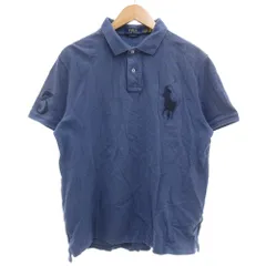 ポロ ラルフローレン POLO RALPH LAUREN ポロシャツ 半袖 L 鹿の子 ビックポニー刺繍 青 ブルー /GV ■YHS13