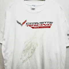 コルベット レーシング CORVETTE RACING シボレー Chevrolet XLサイズ Tシャツ 半袖 夏物 夏服 スポーツカー GM 20周年記念 Mobil バイク バイカー アメ車 アメカジ USA 古着 ユーズド 輸入 ホワイト