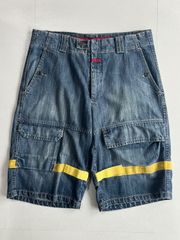 新品☆ GIRBAUD シャトルパンツ デニムハーフパンツ ダメージ加工 90s