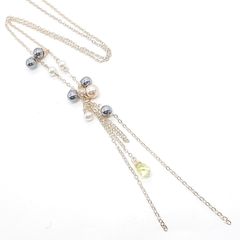 スワロフスキー ロングネックレス Lady Jane パール シルバートーン 