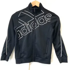 子ども用 キッズ (^w^)b adidas アディダス ジップアップ トラック ジャケット トレーニング ウェア スポーツ 運動 サッカー ランニング 野球 バスケ 練習 ビッグロゴ ブラック ジュニア サイズ 130