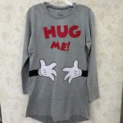 【Disney】ワンピース グレー ミッキー 可愛い 長袖 ロング丈  Tシャツ プリント