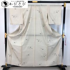 夏着物 小紋 絽 風景に蝶々 花模様 流水に萩 乳白色 K-4658 夏着物 小紋 絽 風景に蝶々 花模様 流水に萩 乳白色 K-4658 - メルカリ