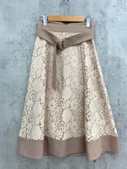 MISCH MASCH ミッシュマッシュ ベルト付き レース プレーン スカート sizeS/ベージュ ■■ レディース