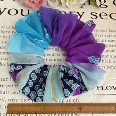 ハンドメイドシュシュ☆ブルーパープル花柄
