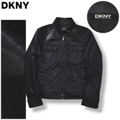 【美品】 ダナキャラン ニューヨーク DKNY DONNAKARAN NEWYORK シングル ライダース ジャケット ウレタン コーティング ジップアップ ジャンパー ブルゾン 総裏地 M ブラック シティールック メンズ