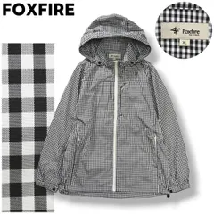 フォックスファイヤー FOXFIRE アルファ トレイル ジャケット ウィンドブレーカー パーカー ジップアップ XL ギンガムチェック柄 ブラック x ホワイト アウトドア ウェア タウンユース レジャー レディース ♪