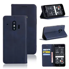 【人気商品】適用 らくらくスマートフォン me F-01L / F-42A ケース 手帳型 カバー PUレザー カード収納 財布型 耐衝撃 ケース マグネット スタンド機能付き 5色 (深い青)