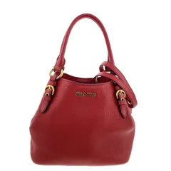 MIUMIU ミュウミュウ マドラス 2WAY レザー ハンドバッグ 5BE886 レディース レザー レッド ゴールド金具 中古