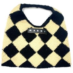 MARNIMARKE Tダイヤモンドスモールテックウールハンドバッグ ブラック 