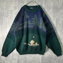 VALENTINO ニット セーター ターコイズブルー キャラクター刺繍 古着 
