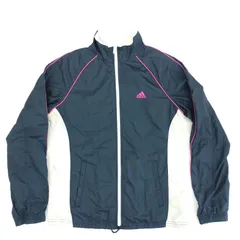 【adidas】　スポーツウエア　ウインドブレーカー　長袖　ネイビー　ピンク　アディダス　M