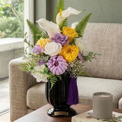 新盆　豪華大きめ高さ50センチ プリザーブドフラワー 仏花　1基　花器あり 新盆 豪華大きめ高さ50センチ プリザーブドフラワー 仏花 1基 花器あり