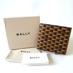 BALLY バリー 二つ折り財布 レザー ブラウン ストライプ 箱 保存袋付き