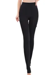 [ソユル] 裏 起毛 ボア レギンス タイツ トレンカ 防寒 冷え 防止 野外 屋外 アウトドア あたたか 厚手 ウエスト ゴム ストレッチ レディース ブラック 黒 くろ 秋 冬 ジョガー トレーニング ルーム 長 ロン [ブラック] [Free Size]