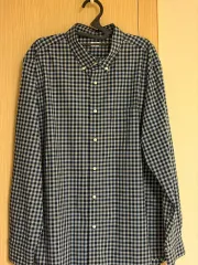 ユニクロ ブロード チェック シャツ ブルー (XL サイズ)