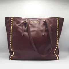 MIUMIU スタッズ レザー トートバッグ ミュウミュウ ボルドーのサムネイル