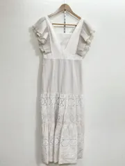 MERCURYDUO マーキュリーデュオ カットワーク刺繍ラッフルマキシ ワンピース sizeM/アイボリー ■◆レディース
