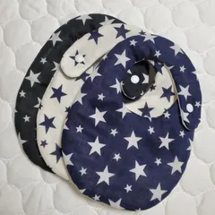 星柄　3枚組　スタイ　星のセット　リバーシブル　No.6111　ダブルガーゼにタオルを挟んだふわふわ厚手よだれかけ　しえスタイ　ベビー　キッズ