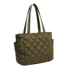 [Culture Field] 大容量 トートバッグ レディース 帆布 バッグ 通勤 通学 おしゃれ 斜めがけ 軽量 A4収納 格子デザイン カジュアル 手提げ 肩掛け (カーキ アクセサリーなし) [カーキ　アクセサリーなし]