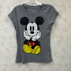 【Disney】Tシャツ グレー ミッキー プリント 半袖 レディース 春夏 かわいい ディズニー