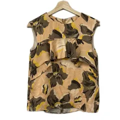 ダイアグラム ノースリーブカットソー サイズ36 S レディース美品  ライトブラウン×ダークブラウン×イエロー 花柄