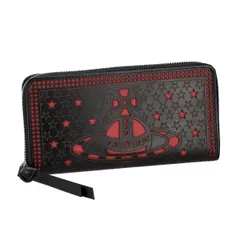 ヴィヴィアンウエストウッド Vivienne Westwood 財布 長財布 ラウンドファスナー長財布 小銭入れ付き 5106005MW-L00CP N101 LASER CUT LEATHER レディース ブラック+レッド