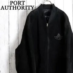 希少サイズ！PORT AUTHORITY US企業ロゴ刺繍 スエード 革ジャン