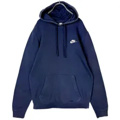 ナイキNIKEプルオーバーパーカーフーディ紺ネイビー白ホワイトフェードスウッシュロゴ刺繍ワンポイントアウトドアスポーツアメカジストリートvintageヴィンテージ60125