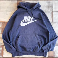 NIKE ナイキ ロゴプリントパーカー フーディー ネイビー　ナス紺　 L y2k