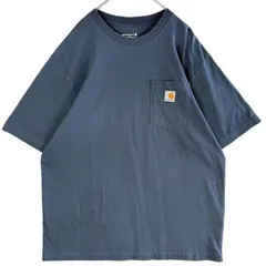 CarharttカーハートK87BLS半袖Tシャツ胸ポケT胸ポケット青ブルーストーン灰色グレーフェードロゴタグワンポイントアメカジストリートワーク西海岸ゆるダボオーバーサイズloosefitルーズフィットvintageヴィンテージ60125
