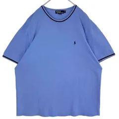 ポロバイラルフローレンPOLObyRalphLauren半袖Tシャツポニーロゴ刺繍ワンポイント青ブルーコットンビックサイズゆるダボオーバーサイズアメトラ鹿の子Y2Kレトログランパコアvintageヴィンテージ60115