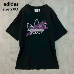 adidas originals アディダス オリジナルス トレフォイル ロゴ Tシャツ 半袖 ブラック 黒 カットソー プリント ビッグロゴ スポーツ ストリート カジュアル トップス 古着 大きいサイズ FM1544  2XOサイズ ★ ■◆