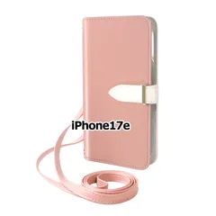 【新品未使用】 iPhone17e アイフォン17e ストラップ付き 手帳型スマホ ケース ショルダー (カバー色ピンクベージュ) カード収納 鏡付き ミラー 可愛い カバー おしゃれ 韓国 flip58-muji-ip17e-pkbe