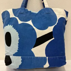 417　marimekko　マリメッコ　トートバッグ　ハンドバッグ　キャンバス　大きめ　大容量　ブルー　青　Unikko　ウニッコ　花柄　フラワー　レディース　シンプル　きれいめ　上品　カジュアル