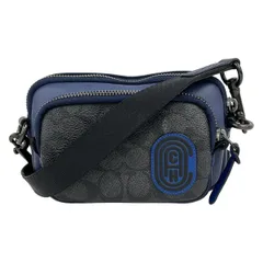 COACH(コーチ) ショルダーバッグ シグネチャー柄 89261 ネイビー×グレー×黒 ミニバッグ/ストラップ着脱可 レザー