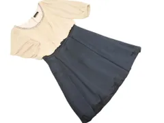 SCOT CLUB スコットクラブ Aライン 結婚式二次会 ドレス ワンピース size38/ベージュｘ紺 ■■ レディースのサムネイル