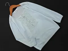自由区 刺繍 ニット セーター size40/水色 ■◇ レディース