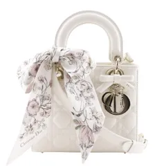 【Dior】クリスチャンディオール レディディオール スモール カナージュ 別売ミッツァ スカーフ付 M0531OUQA_M030 ラムスキン 白 レディース ハンドバッグ