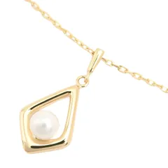 ミキモト ネックレス レディース ひし型チャーム アコヤ ベビーパールネックレス 4.7mm珠 イエローゴールド MIKIMOTO K18 中古のサムネイル