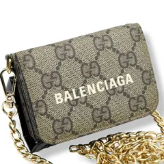 使用少　グッチ　バレンシアガ　コラボ　チェーンウォレット　3つ折り財布　コンパクトウォレット　チェーン　ショルダーバッグ　コラボ　GGスプリーム　GUCCI　BALENCIAGA　限定　681705 　レディース　メンズ　ユニセックス　ブランド　dh6