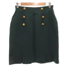 クリスチャンディオール Christian Dior SPORTS ヴィンテージ スカート 金ボタン ダブル ひざ丈 L 緑 グリーン /FF ■GY62