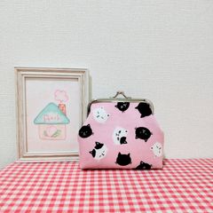 ハンドメイドの口金ポーチ、縦長、口金10センチマチ3センチアニマル柄