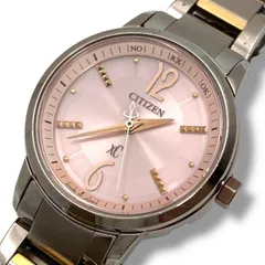 稼働 シチズン クロスシー 腕時計 電波ソーラー ピンク文字盤 ts159