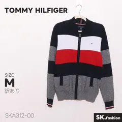 訳あり TOMMY HILFIGER トップス トリコロール 切替デザイン フルジップ 配色ニットカーディガン