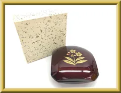 【美品】 漆器 蒔絵 金彩桜 香合 香道具 茶道具 小物入れ 和風 インテリア 小物 10×10×3.3㎝ 箱付